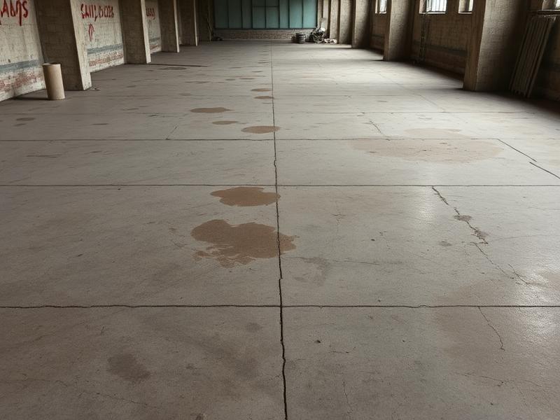 Before — commercial warehouse floor restored with solid-color epoxy